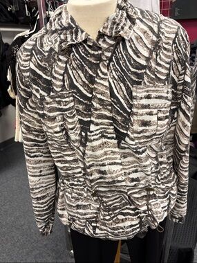 Kenneth Cole Black, White & Brown Printed Utility Jacket